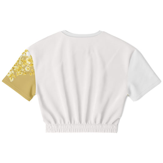 Butter Yellow Top. - AestheticCrateFashion Cropped Short Sleeve Sweatshirt - AOP