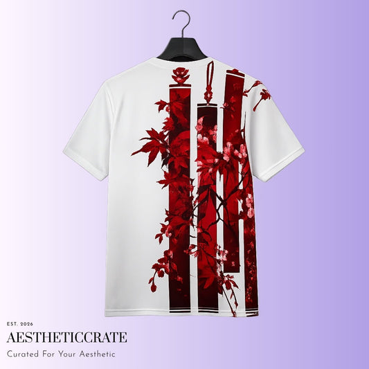 Red cherry Floral Tee - AestheticCrateAll Over Prints