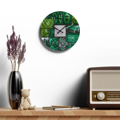 Emerald Tile Collage Wall Clock