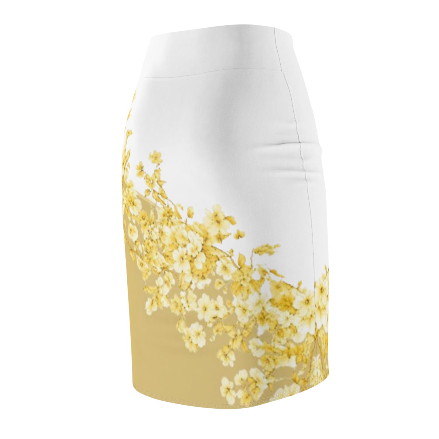 Yellow Daisy Floral Pencil Skirt — Women's Spring Floral AOP Skirt