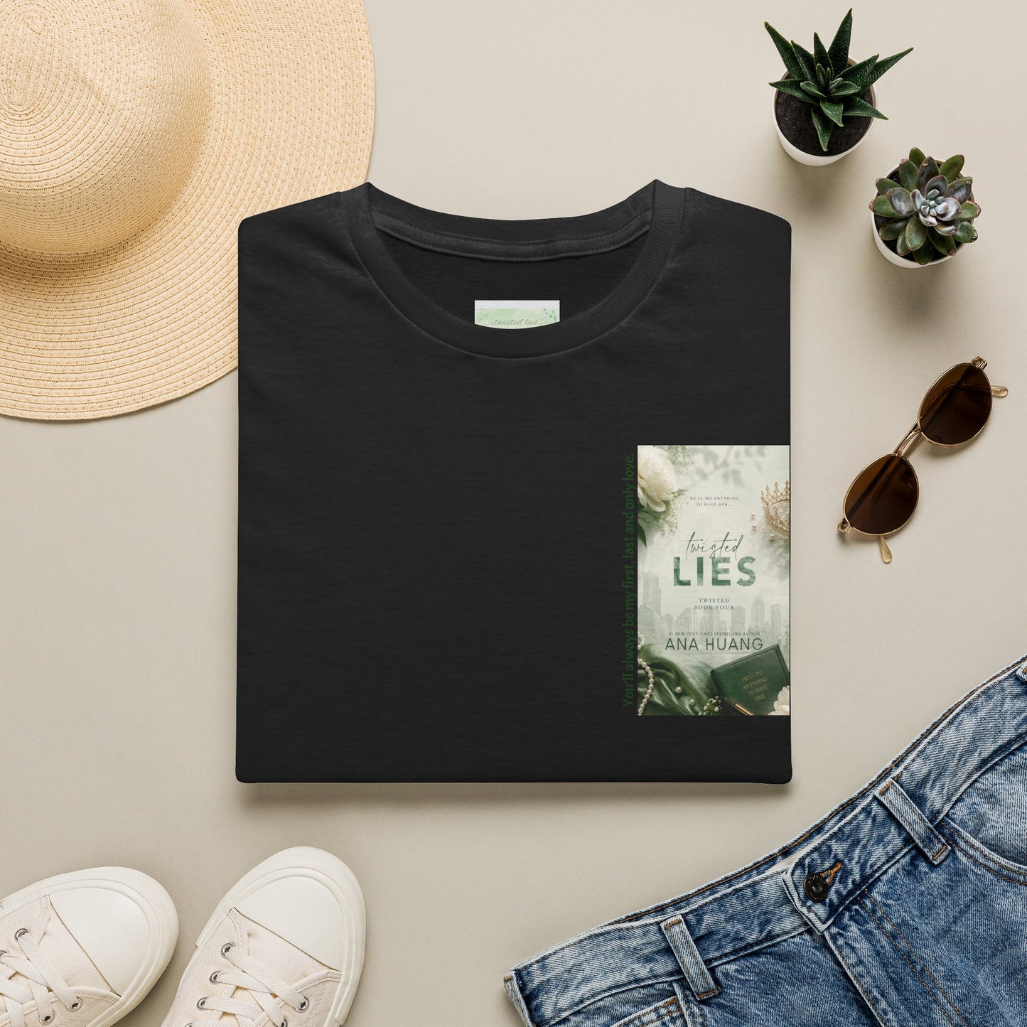 Pocket Book Cover T-Shirt — 'Lies' Minimalist Chest Print