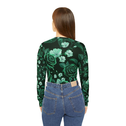 Emerald Rose V-Neck Long Sleeve|