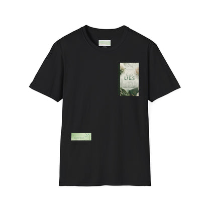 Pocket Book Cover T-Shirt — 'Lies' Minimalist Chest Print