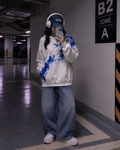 Azure white Splash Hoddie|