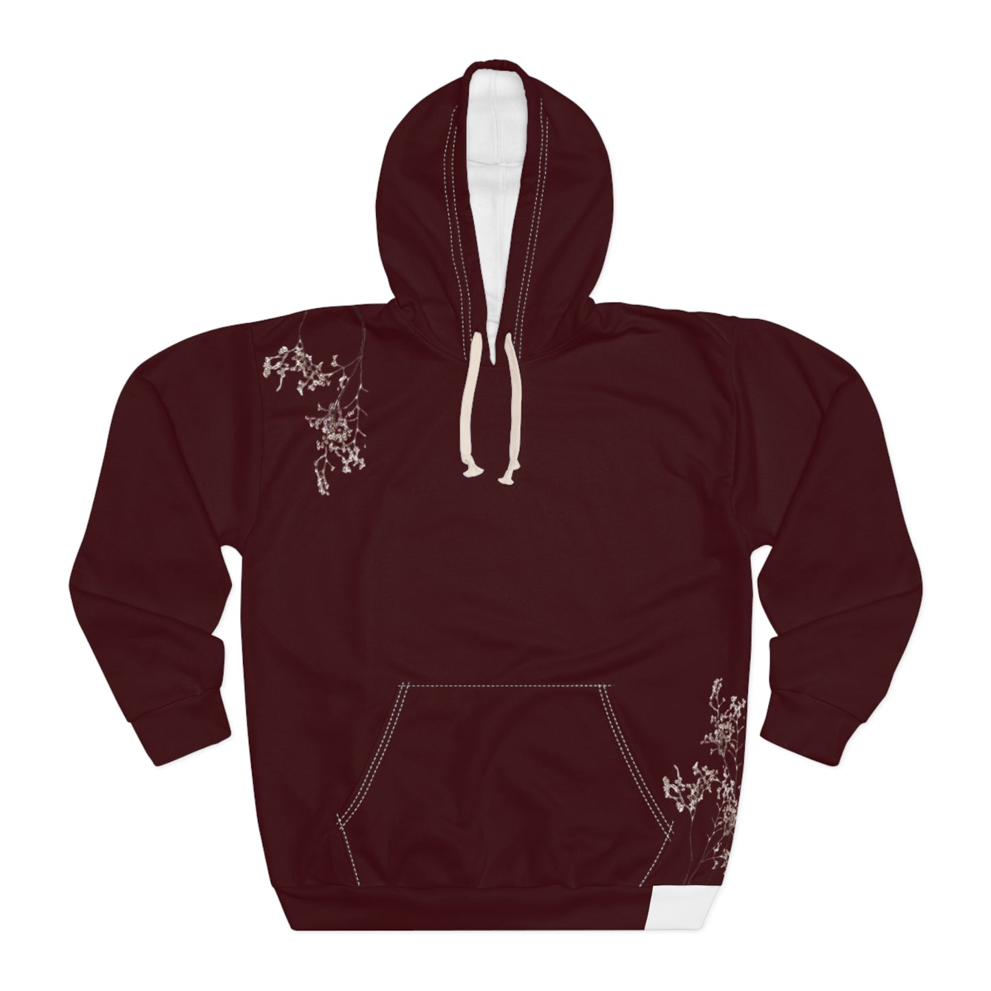 Floral Accent Burgundy Hoodie
