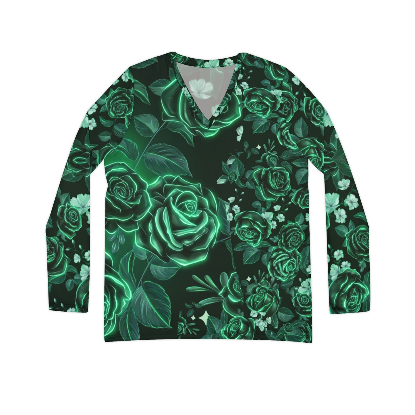 Emerald Rose V-Neck Long Sleeve|