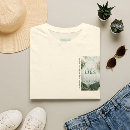 Pocket Book Cover T-Shirt — 'Lies' Minimalist Chest Print