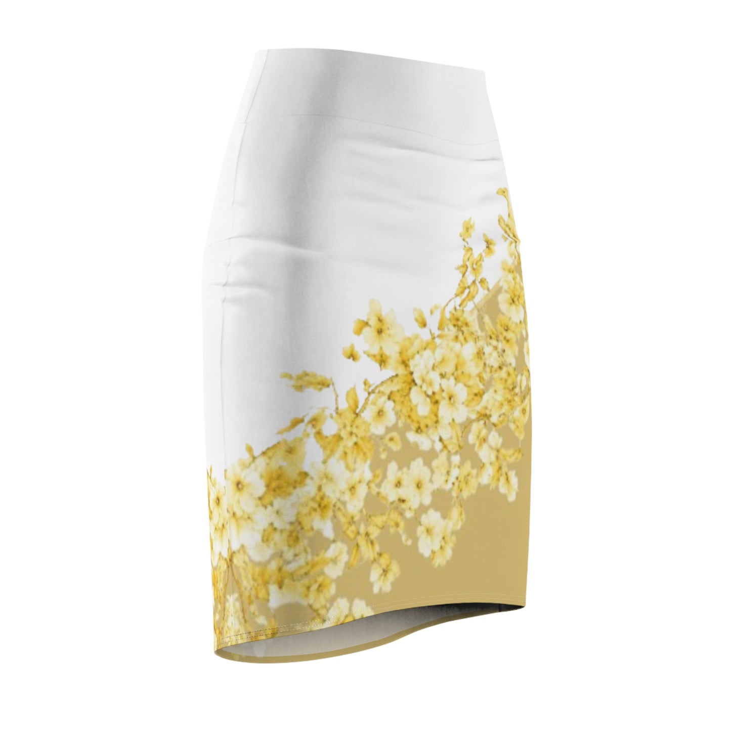 Yellow Daisy Floral Pencil Skirt — Women's Spring Floral AOP Skirt