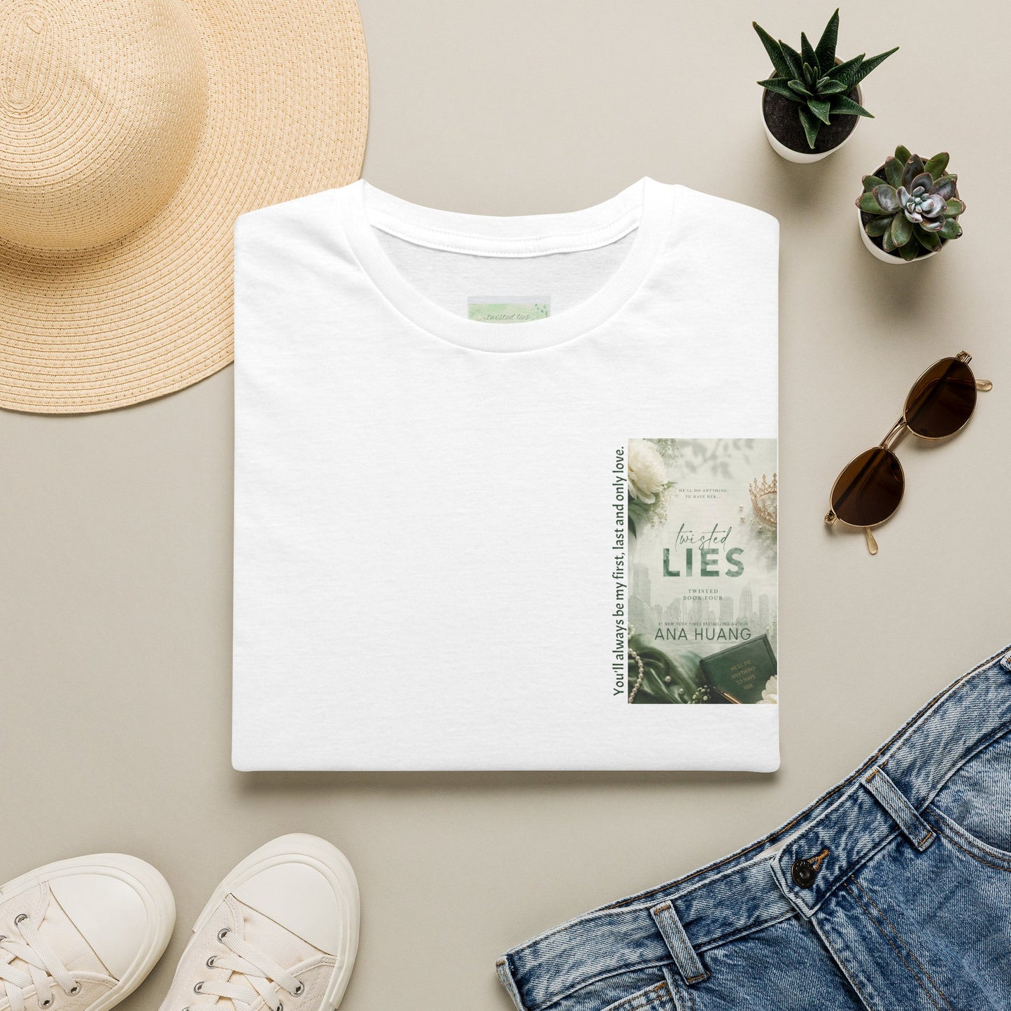 Pocket Book Cover T-Shirt — 'Lies' Minimalist Chest Print