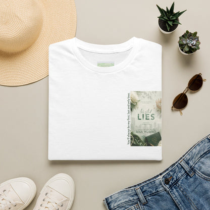 Pocket Book Cover T-Shirt — 'Lies' Minimalist Chest Print