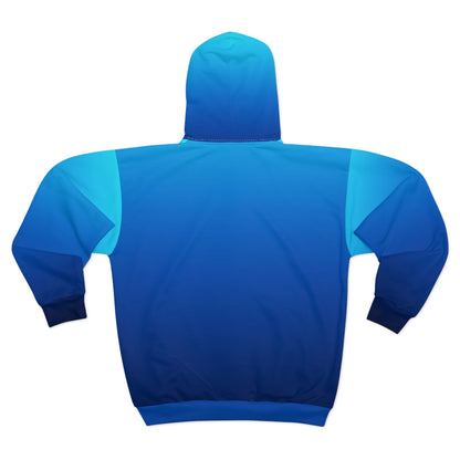Blue Gradient Floral Zip Hoodie