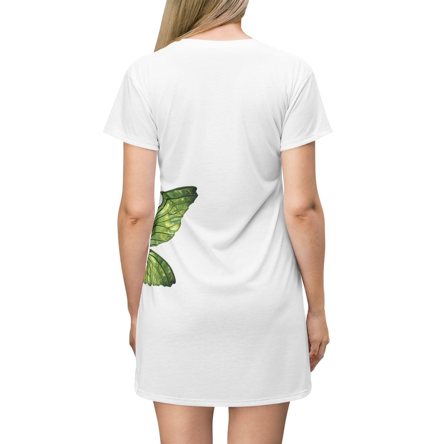 Green Butterfly T-Shirt Dress — 'A Little Hope' Watercolor Floral AOP