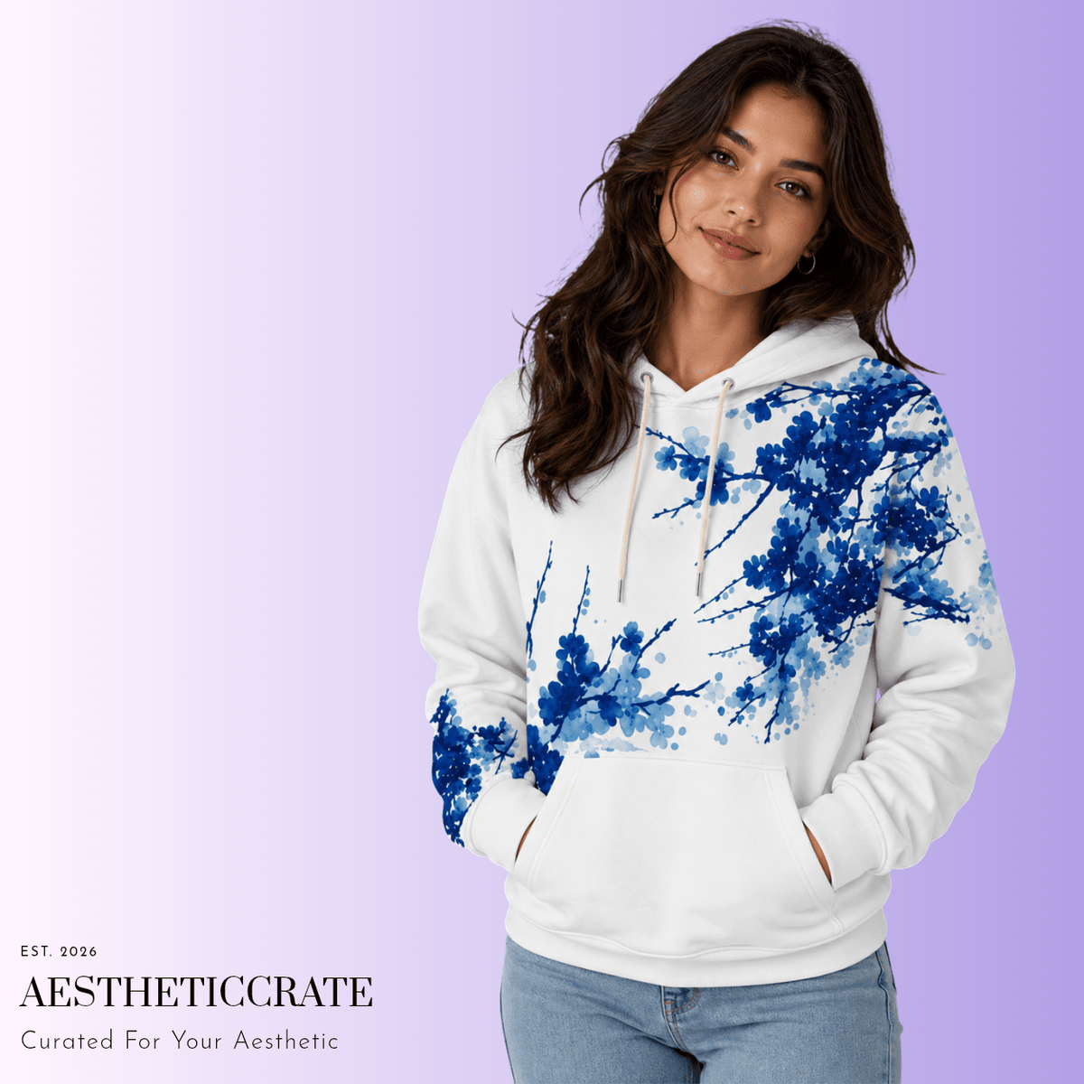 Azure white Splash Hoodie - AestheticCrateAll Over Prints