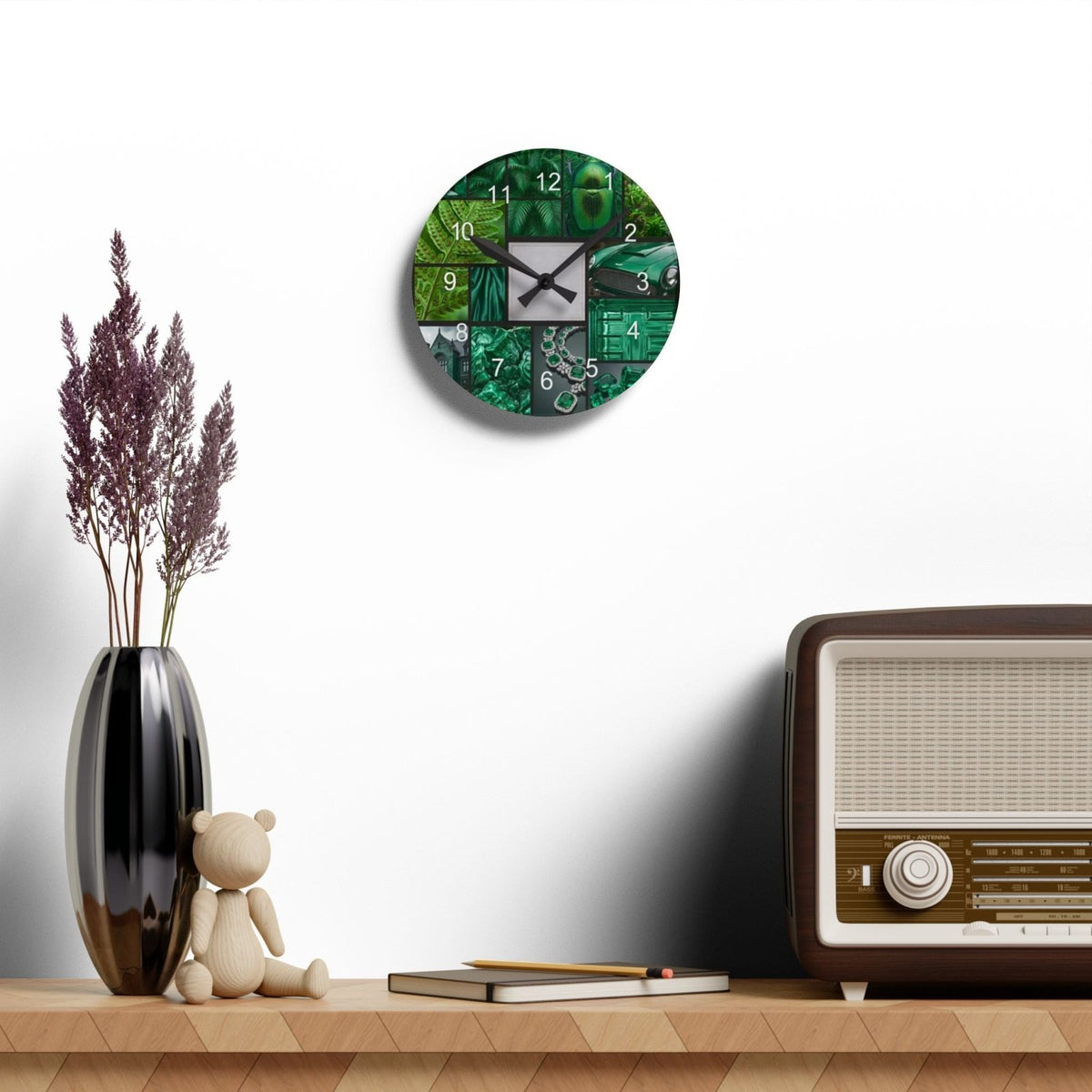 Emerald Tile Collage Wall Clock - AestheticCrateWall Clock