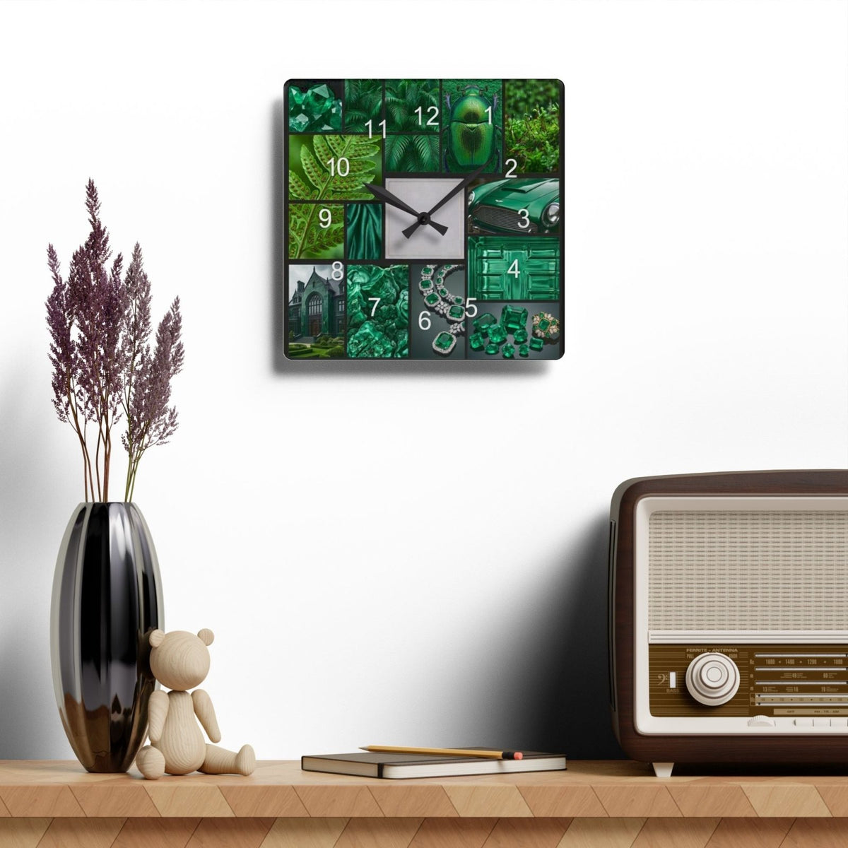 Emerald Tile Collage Wall Clock - AestheticCrateWall Clock