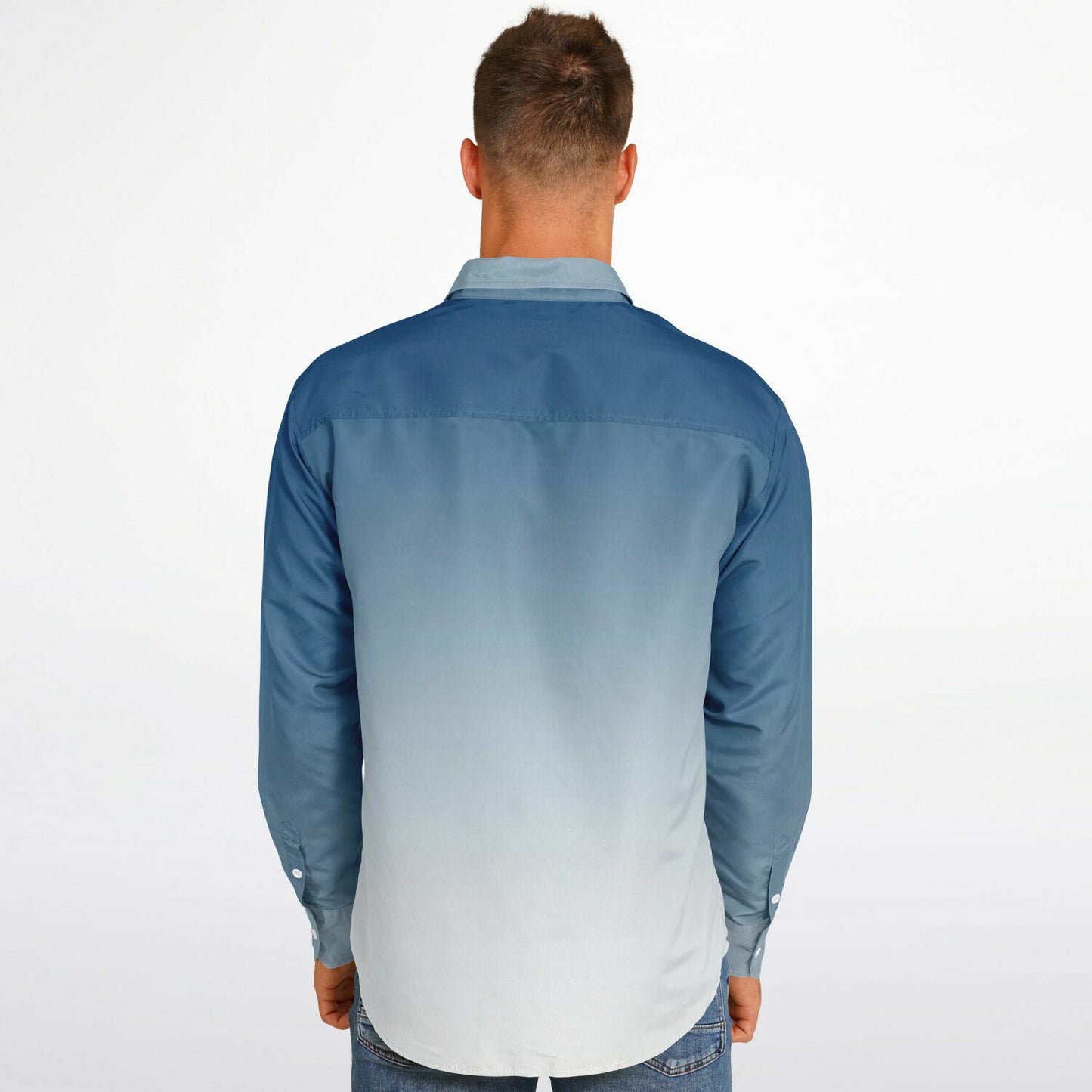 Long Sleeve Button Blue Floral Shirt|