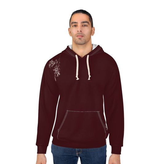 Floral Accent Burgundy Hoodie - AestheticCrateAll Over Prints