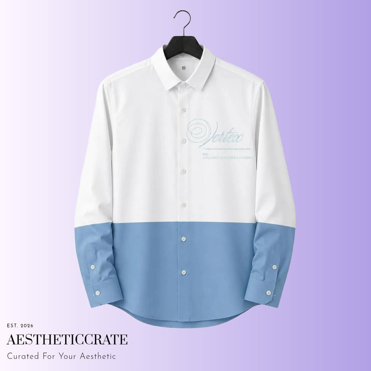 Gentle blue Long sleeve. - AestheticCrateLong Sleeve Button Down Shirt - AOP
