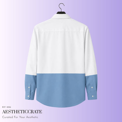 Gentle blue Long sleeve. - AestheticCrateLong Sleeve Button Down Shirt - AOP