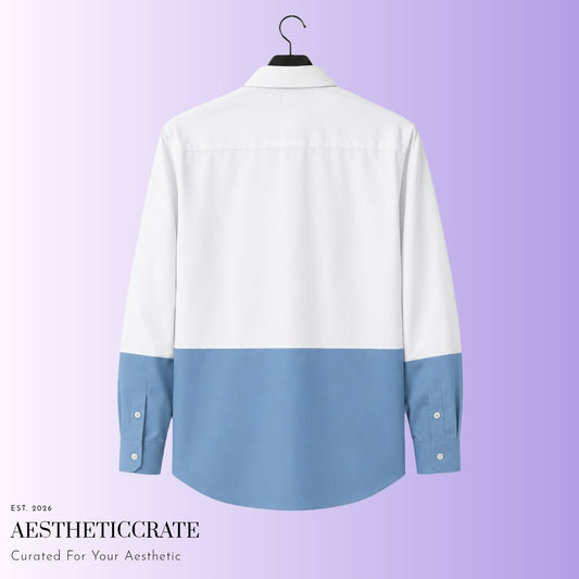 Gentle blue Long sleeve. - AestheticCrateLong Sleeve Button Down Shirt - AOP