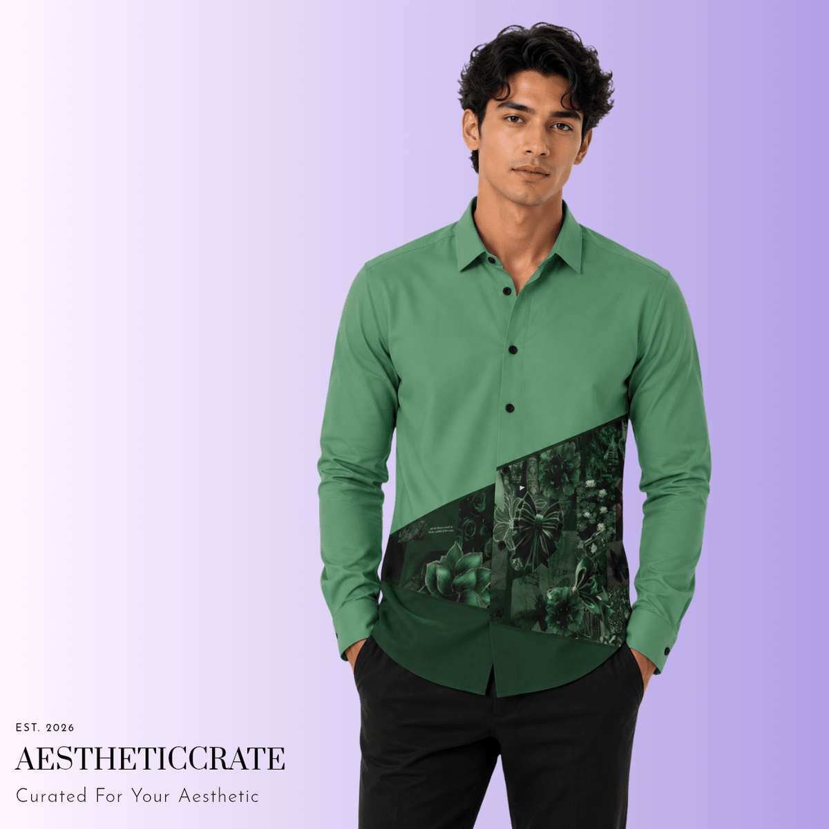 Green Aesthetic Shirt. - AestheticCrateLong Sleeve Button Down Shirt - AOP