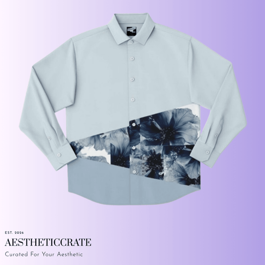 Indigo Veil Button Shirt. - AestheticCrateLong Sleeve Button Down Shirt - AOP