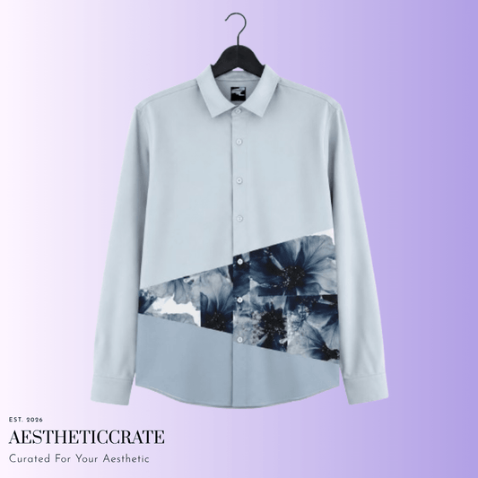 Indigo Veil Button Shirt. - AestheticCrateLong Sleeve Button Down Shirt - AOP