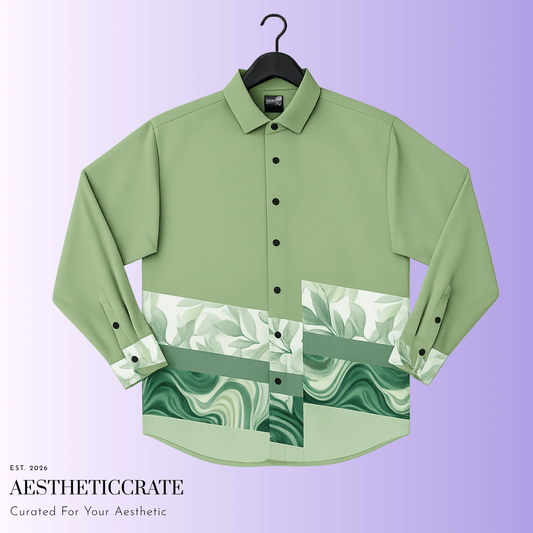 Jade Waves Button Shirt. - AestheticCrateLong Sleeve Button Down Shirt - AOP