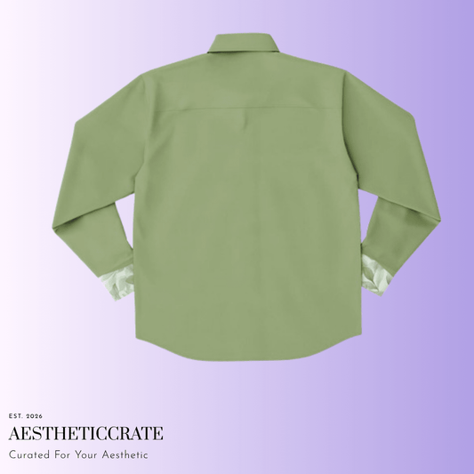 Jade Waves Button Shirt. - AestheticCrateLong Sleeve Button Down Shirt - AOP
