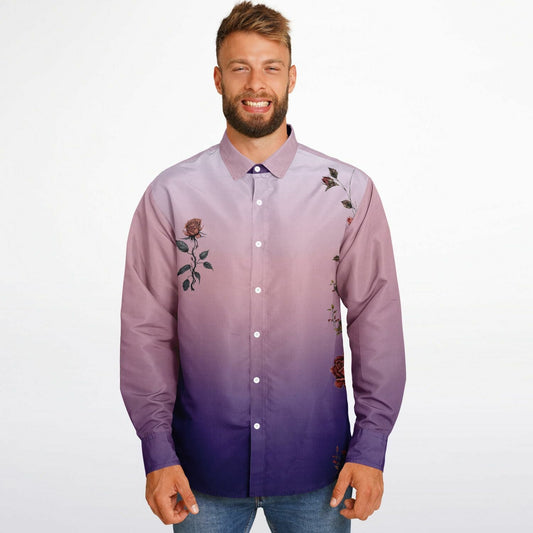 Long Sleeve Rose Shirt - AestheticCrateLong Sleeve Button Down Shirt - AOP