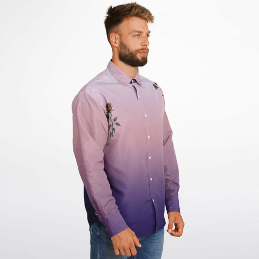 Long Sleeve Rose Shirt - AestheticCrateLong Sleeve Button Down Shirt - AOP