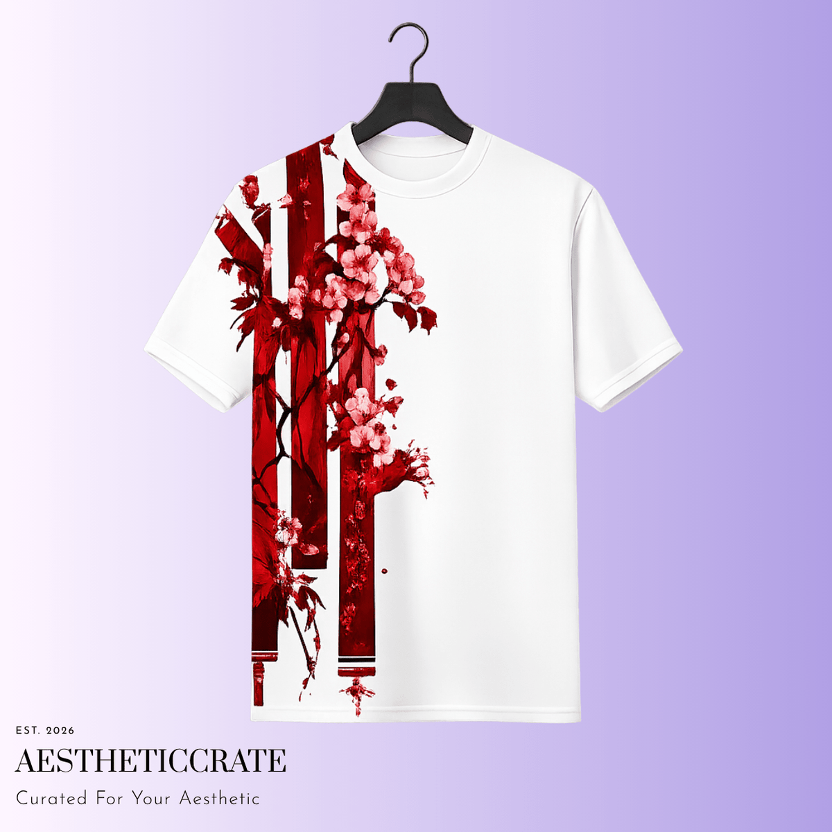 Red cherry Floral Tee - AestheticCrateAll Over Prints