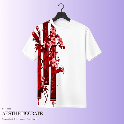 Red cherry Floral Tee - AestheticCrateAll Over Prints