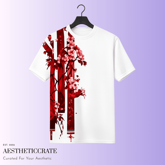 Red cherry Floral Tee - AestheticCrateAll Over Prints