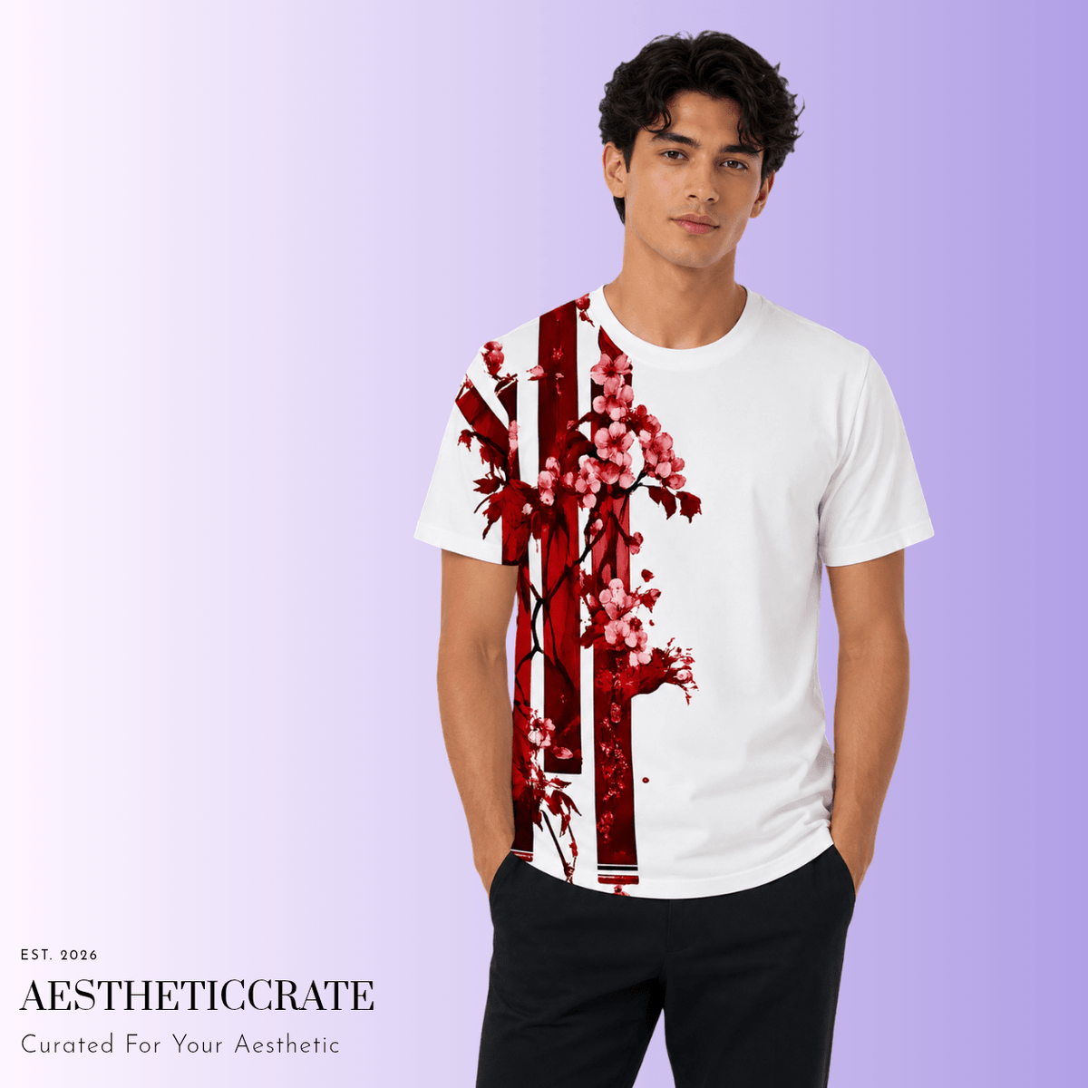 Red cherry Floral Tee - AestheticCrateAll Over Prints