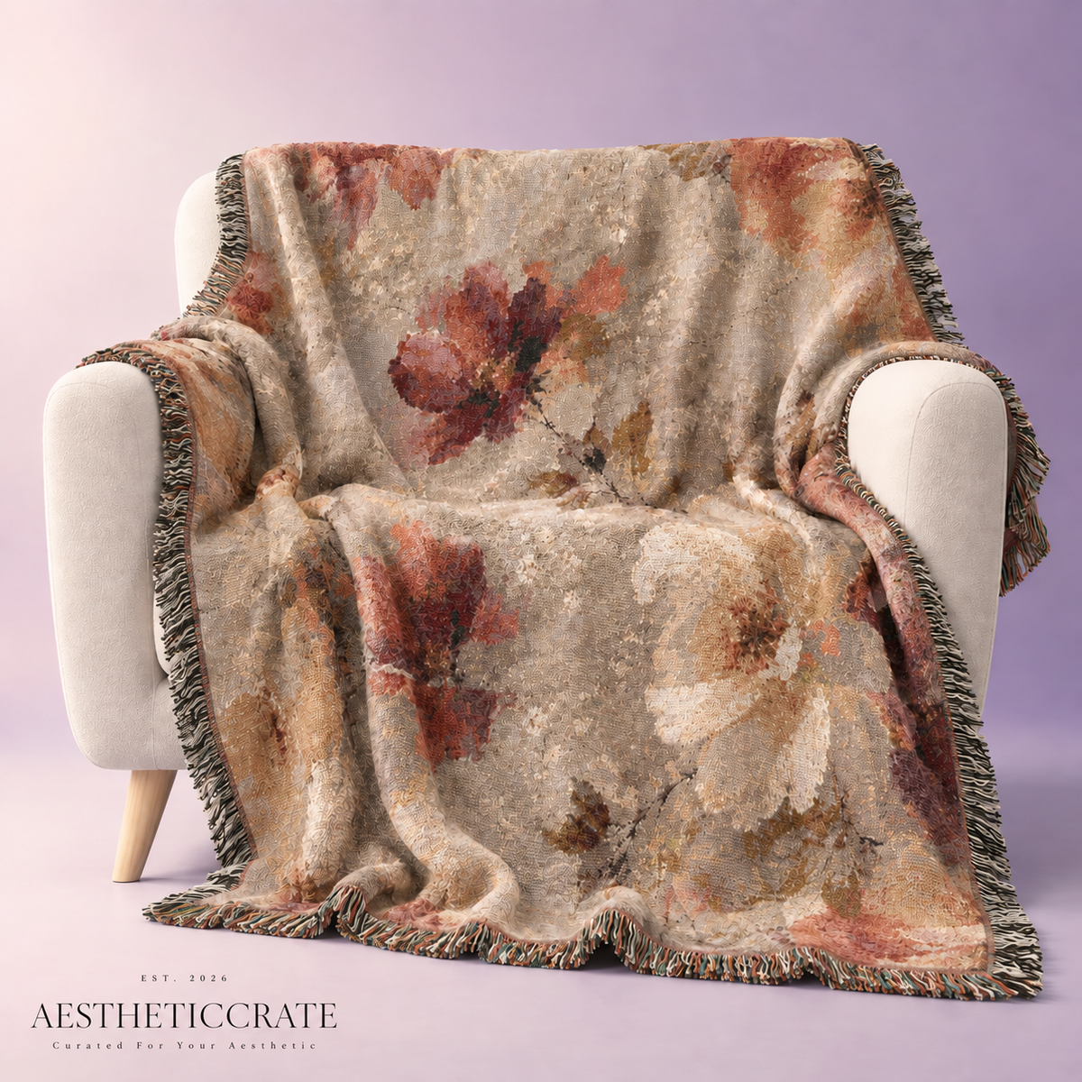 Vintage Botanical Woven Blanket