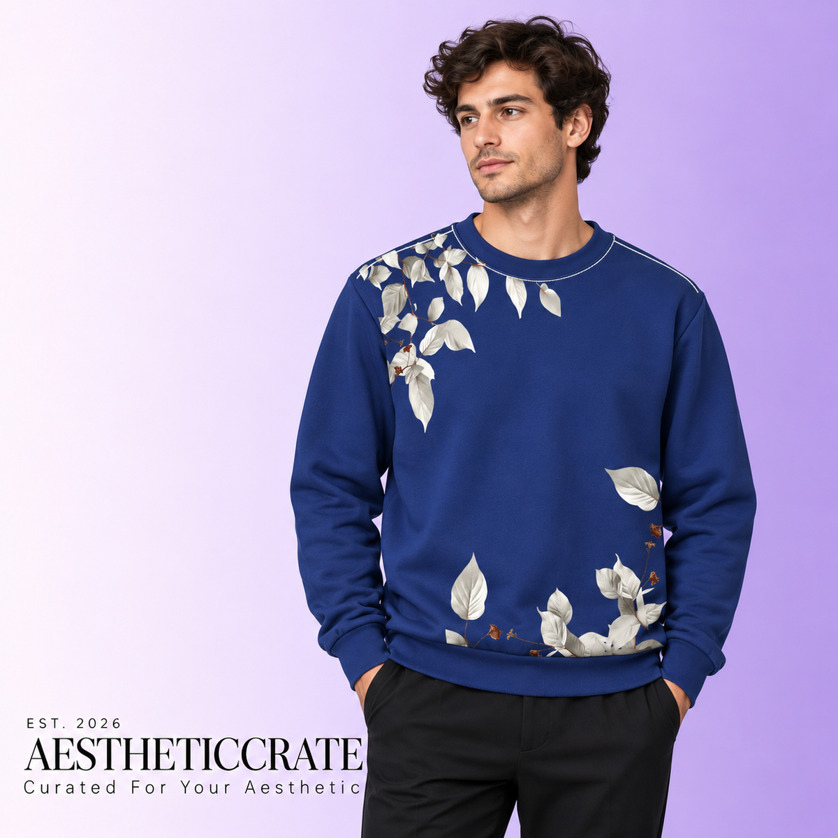 Floral Navy Sweatshirt