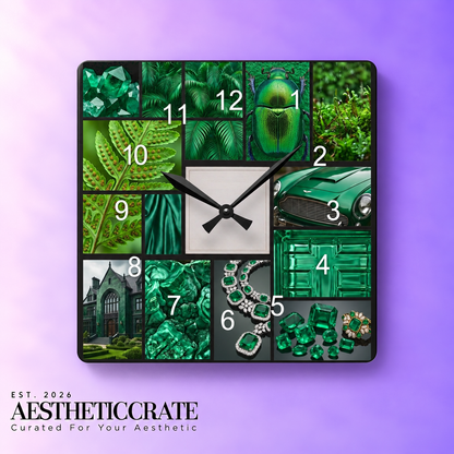 Emerald Tile Collage Wall Clock