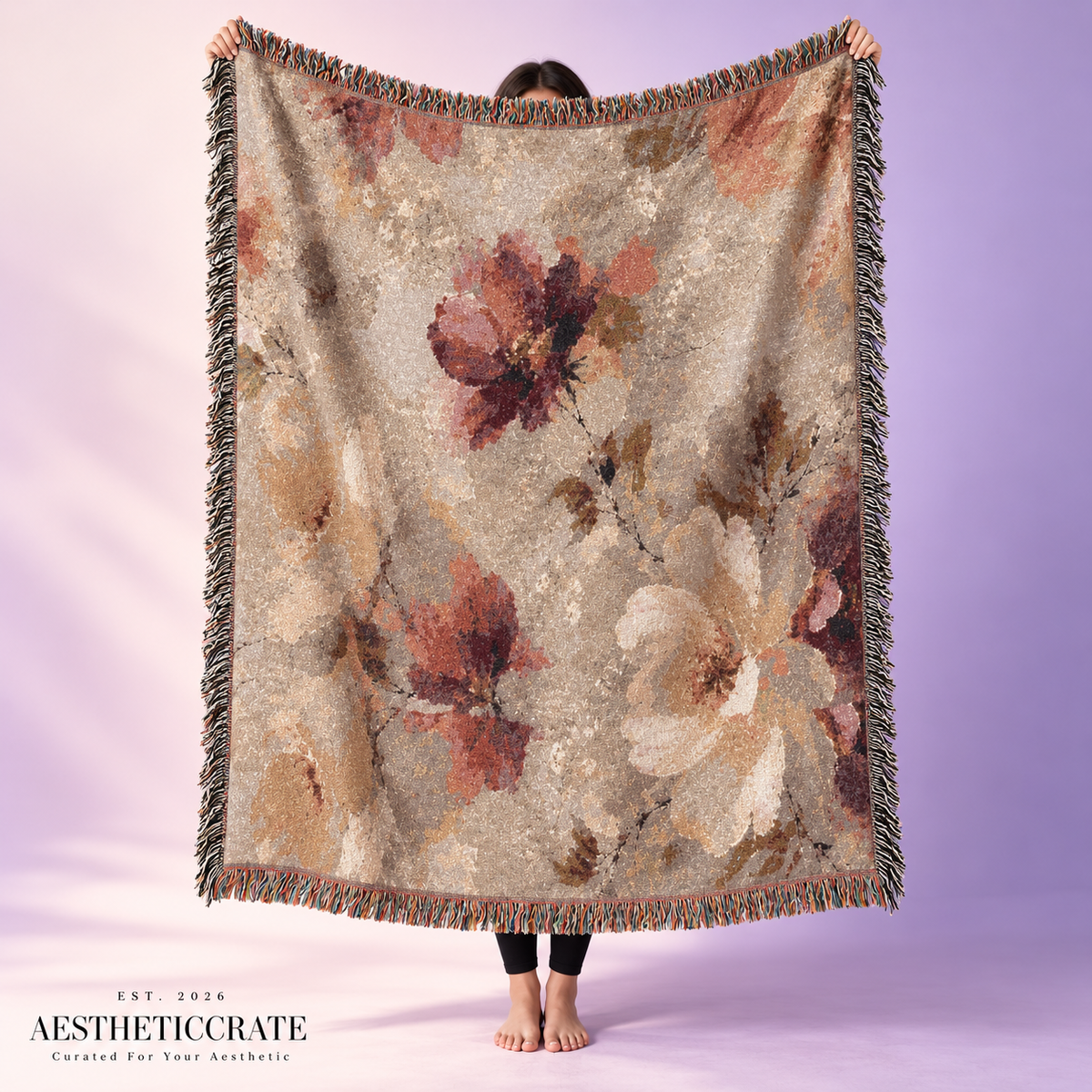 Vintage Botanical Woven Blanket