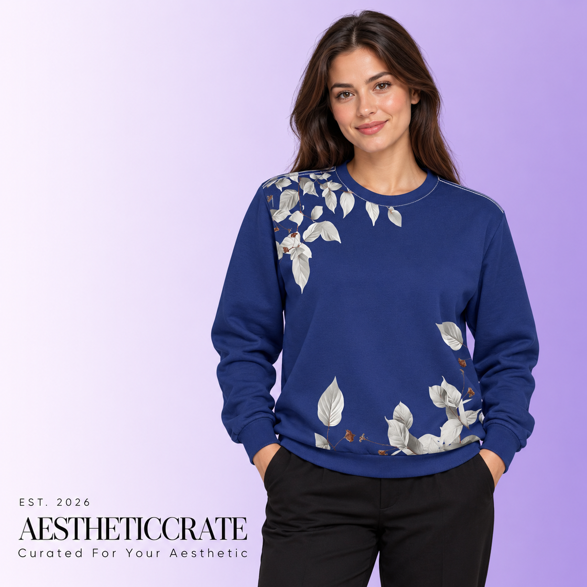 Floral Navy Sweatshirt