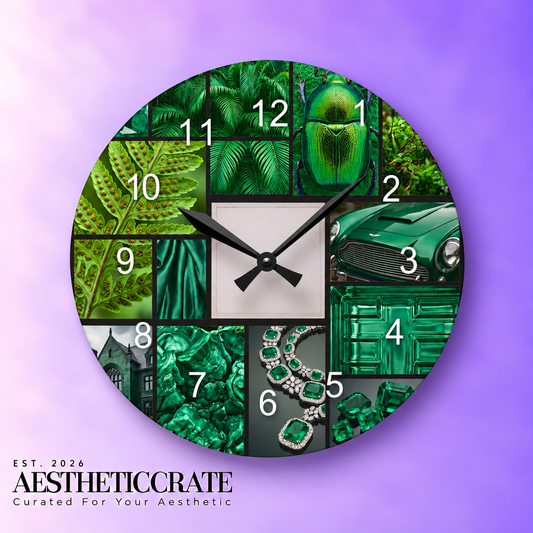 Emerald Tile Collage Wall Clock