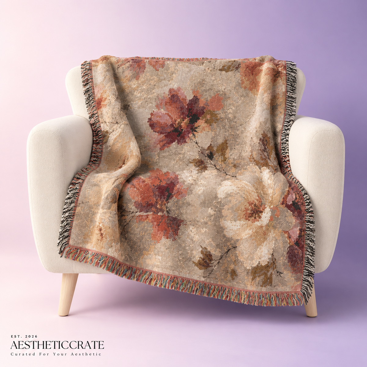 Vintage Botanical Woven Blanket