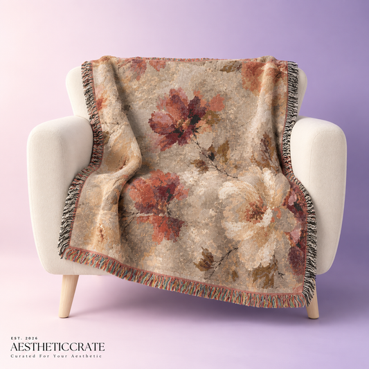 Vintage Botanical Woven Blanket