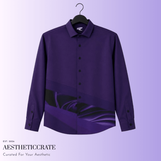Violet Vibe Shirt. - AestheticCrateLong Sleeve Button Down Shirt - AOP