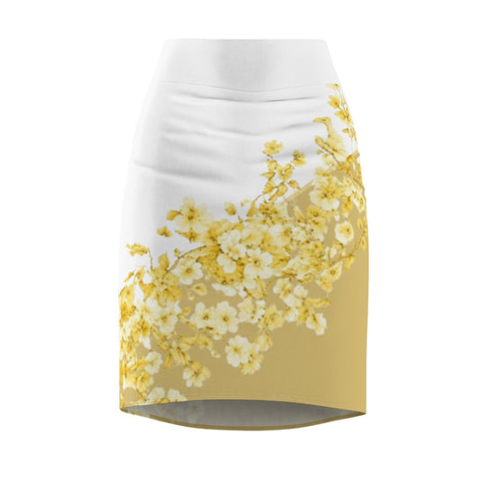 Yellow Daisy Floral Pencil Skirt — Women's Spring Floral AOP Skirt - AestheticCrateAll Over Prints